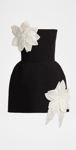green emerald velvet dress Maylie Flower Applique Mini Dress  AmericanThreads Boutique White / M