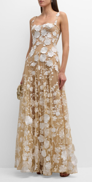 jasmine embroidered floral applique mini dress WHITE FLORAL APPLIQUÉ MINI DRESS main image 1