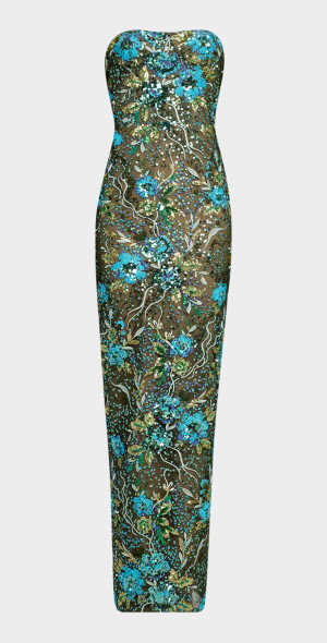 premium emerald green sequin embroidered bandeau midi dress City Chic Plus Size Sequin Sofia Dress - Green