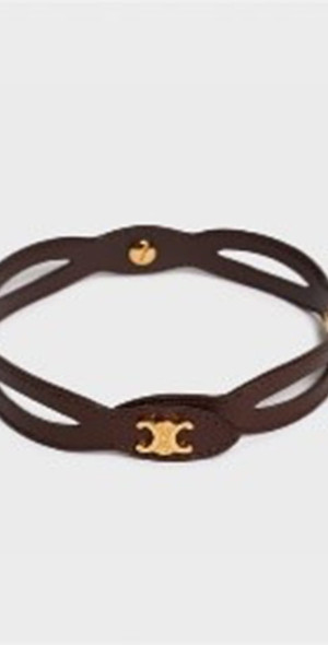 24PF new/CELINE 真鍮＆レザーチョーカー choker Brown Celine - Brass & Leather Choker