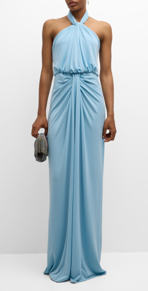 cinq a sept kaily twisted jersey halter maxi dress Halter neck