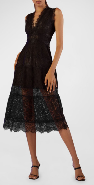 Cynthia Rowley - Sleeveless Tiered Lace Midi Dress