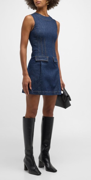 derek lam 10 crosby denim dress Derek Lam 10 Crosby Sleeveless Belted Denim Mini Dress