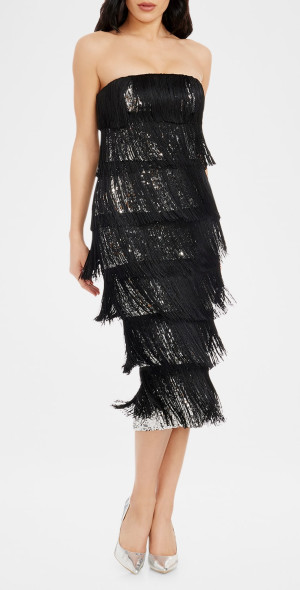 knee length dresses for ladies Sweet Love Sequin Strapless Midi Dress | Made-To-Order main image 0