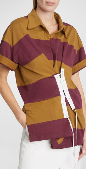 Dries Van Noten - Click Striped Lace-Up Shirt