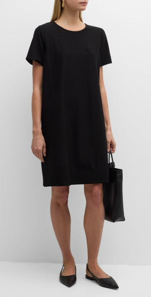 eileen fisher little black dress Black Sequin Ruffle Midi Dress with Belt