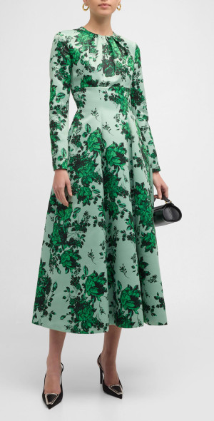 emilia wickstead green floral dress Abella Dress In Yellow & Green Floral Print Genzianella
