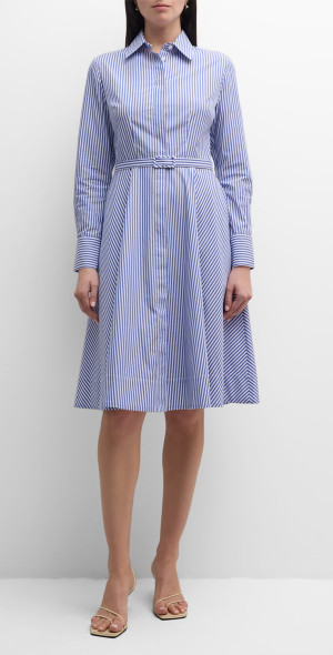 Evi Grintela - Lana Belted Striped Cotton Midi Shirtdress