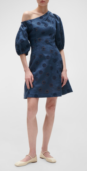 green emerald velvet dress Iggy linen Embroidery Dress in Rose Trail Embroidery Black