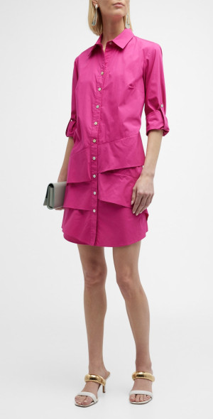 finley jenna shirt dress Finley Jenna Ruffle-Tiered Cotton Shirtdress