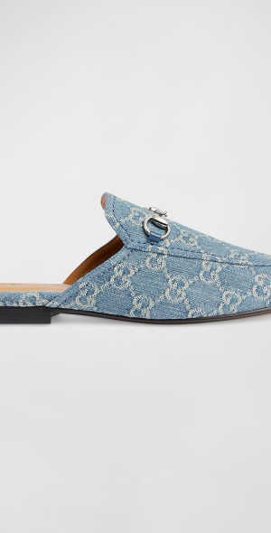 Gucci Princetown GG Denim Loafer Mules
