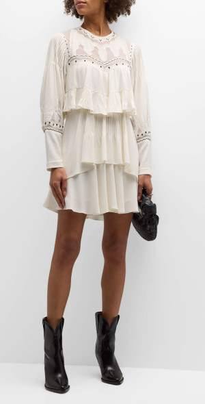 chinese dress ladies IRO Paris Osium Ruffled Mini Dress | Brown