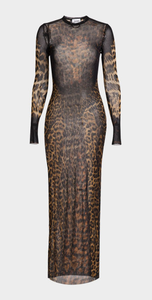 Jean Paul Gaultier - Leopard-Print Lace Label Mesh Maxi Dress