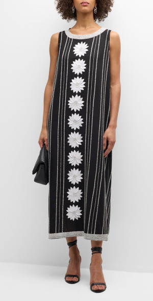 La Vie Style House - Beaded Floral Applique Maxi Dress