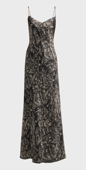 L'Agence - Serita Maxi V-Neck Bias-Cut Slip Dress