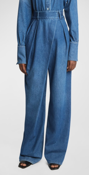 Loewe - High-Waist Pleated Wrap Jeans