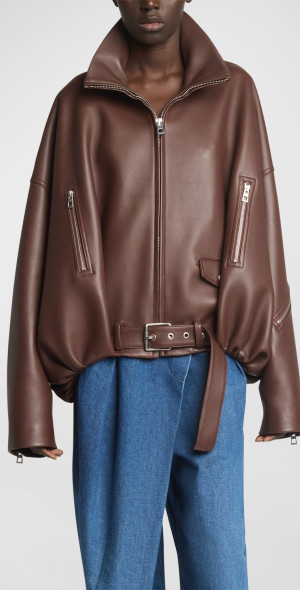 Loewe - Leather Balloon Jacket with Zipper Detail