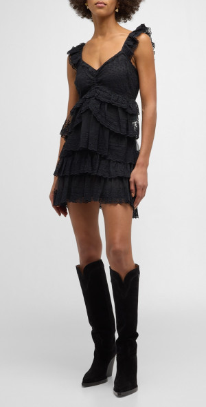womens black midi dress Darya Mesh Midi Dress — Ribbed Slip & Sheer Mesh