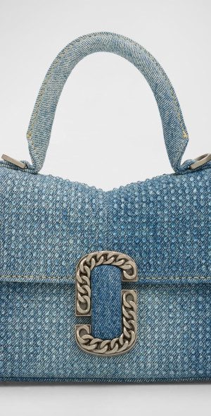 Marc by Marc Jacobs with crystal handles MARC JACOBS The Crystal Denim St. Marc Mini Top Handle  main image 2
