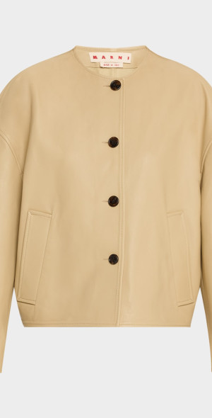 Marni - Leather Single-Breasted Collarless Jacket