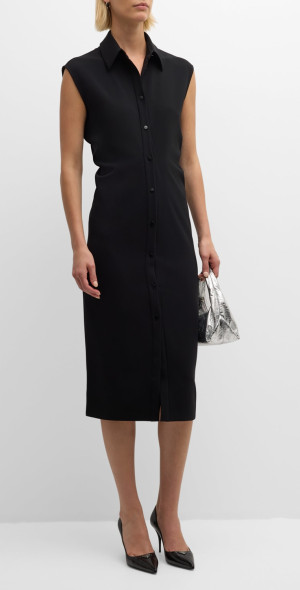 Max Mara Studio★ノースリーブ SUGHERO キャディミディドレス Max Mara Studio - Sughero Sleeveless Cady Midi Shirtdress