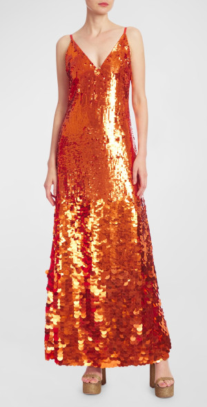 one 33 social sequin dress Asymmetrical Shoulder Maxi Dress