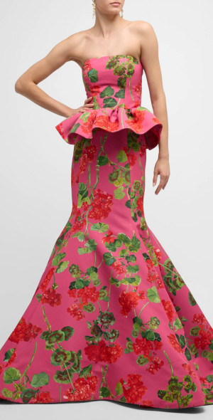 strapless open back dress Vintage Neiman Marcus Emerald Jeweled Brocade Peplum Jacket – Recess