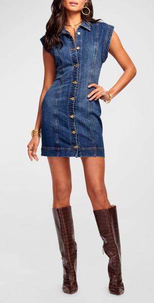 white christmas dresses Neiman Marcus Designer Denim Shirt Dress – Shop Restyled main image 1