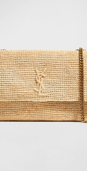 Saint Laurent Kate Medium YSL Reversible Raffia/Leather