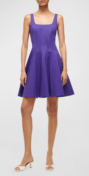 Staud - Wells Cotton Poplin Corset Mini Dress