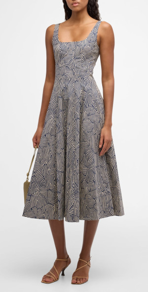 STAUD - Wells Cotton Poplin Sleeveless Midi Dress