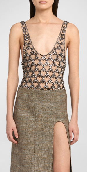 Stella McCartney - Crystal Embellished Mesh Bodysuit