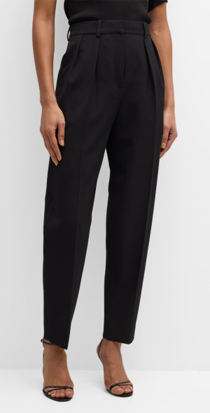 THE ROW Corby Pleated Straight-Leg Wool Pants