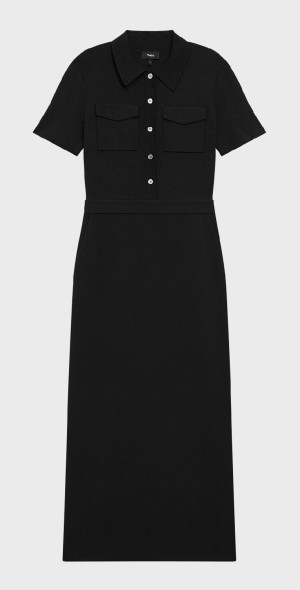Theory Admiral Crepe Short-Sleeve Utility Midi Dress
