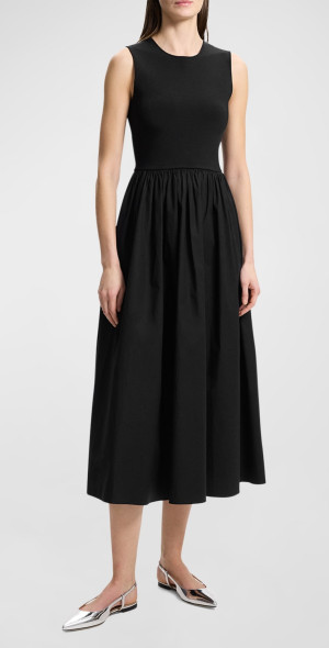 Theory Sleeveless Supima Cotton Fit Flare Midi Dress