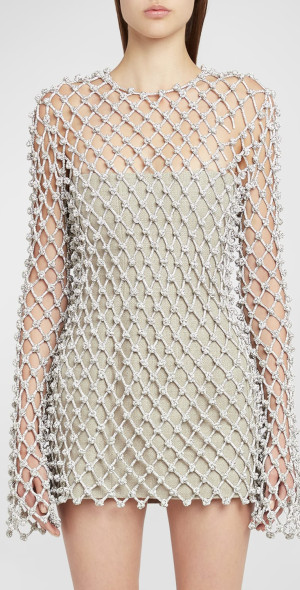 valentino rainbow crystal embellished short sleeve dress Garavani Gradient Sequin Long Minidress available at #Nordstrom Side zipper and hook Valentino Garavani Crystal Bow Keyhole