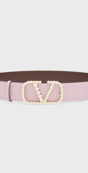 Valentino Garavani - Pearly V-Logo Leather Belt display picture 3