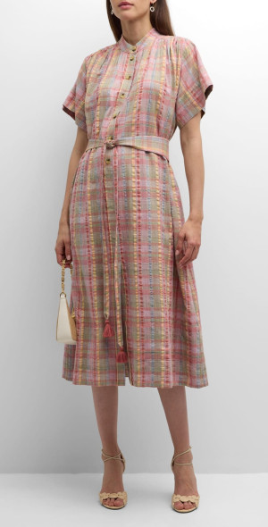 Vanessa Bruno - Ciao Metallic Plaid-Print Midi Dress