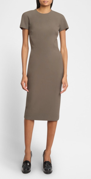 Victoria Beckham - Short-Sleeve Fitted Midi T-Shirt Dress