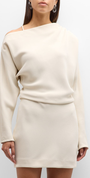 Wynn Hamlyn Holly Crepe Long-Sleeve Mini Dress