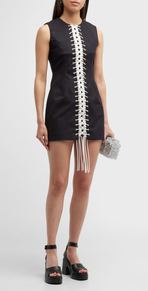 Wynn Hamlyn Macrame Panel Mini Dress