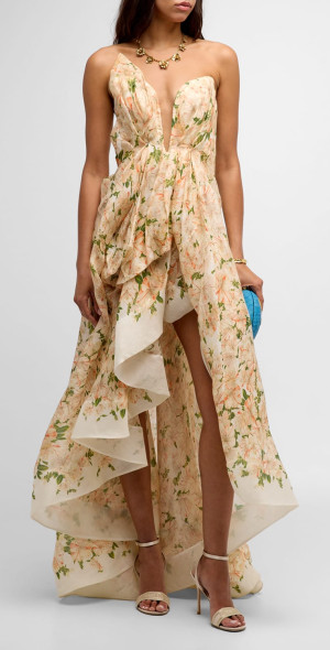 Zimmermann Natura Draped Strapless Midi Dress