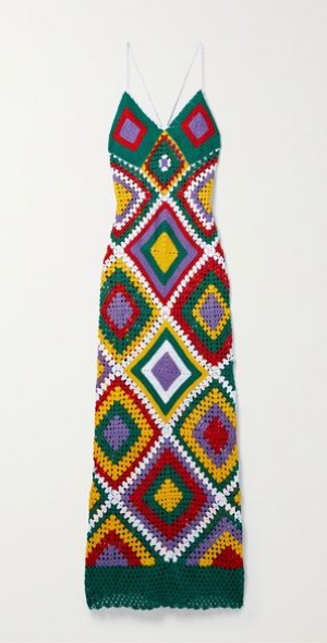 alix pinho crochet dress Alix Pinho Crocheted Cotton Midi Dress In Green - 75% Off