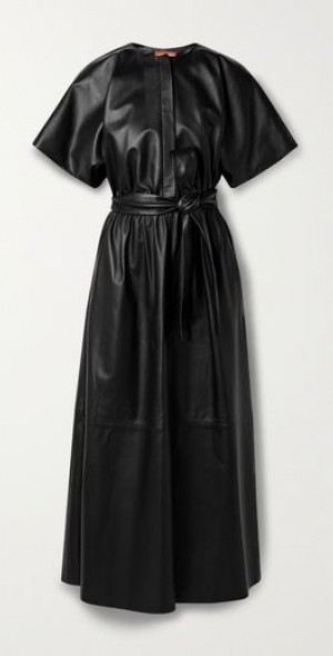 ALTUZARRA - Paulina belted leather midi dress