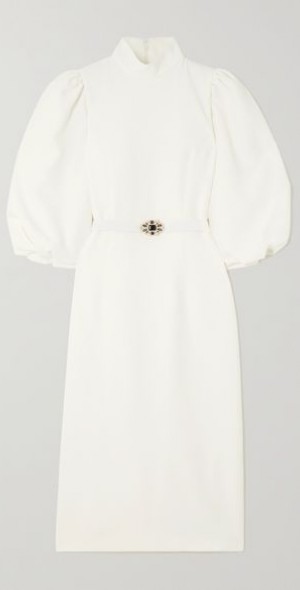 andrew gn midi dress Andrew Gn Butterfly-Print Belted Silk Midi Dress