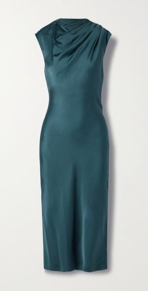 ANINE BING - Samantha pleated silk-satin midi dress