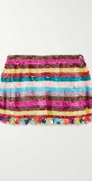 ASHISH Embellished striped sequined georgette mini skirt - Main Image