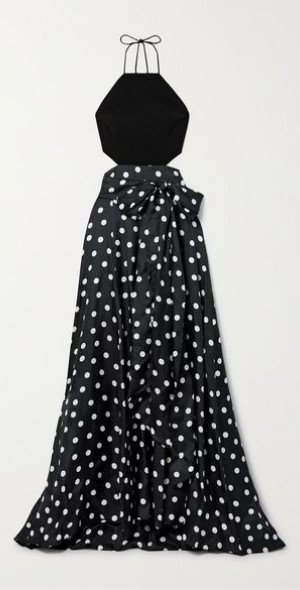 CAROLINA HERRERA Polka-dot cut-out mikado halterneck gown