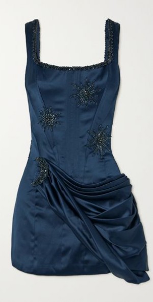CLIO PEPPIATT - Lapis draped embellished satin mini dress CLIO PEPPIATT - Lapis draped embellished satin mini dress