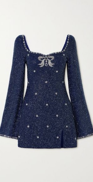 CLIO PEPPIATT - Pendant embellished stretch-mesh mini dress